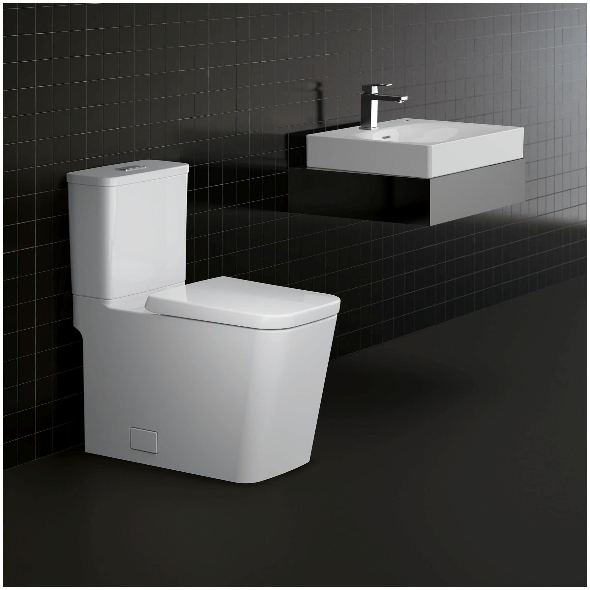 Grohe Eurocube 39661000 Two-Piece Dual Flush Right Height Elongated Toilet With Seat in Grohe Alpine White