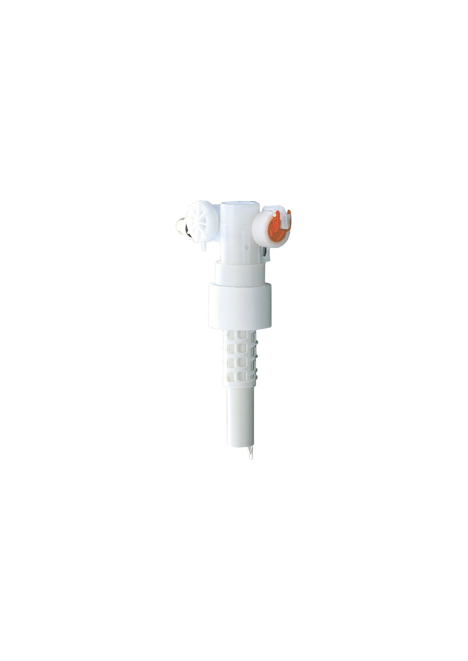 Grohe Dally chrome filling valve with white body, orange float ball, and threaded inlet connector.