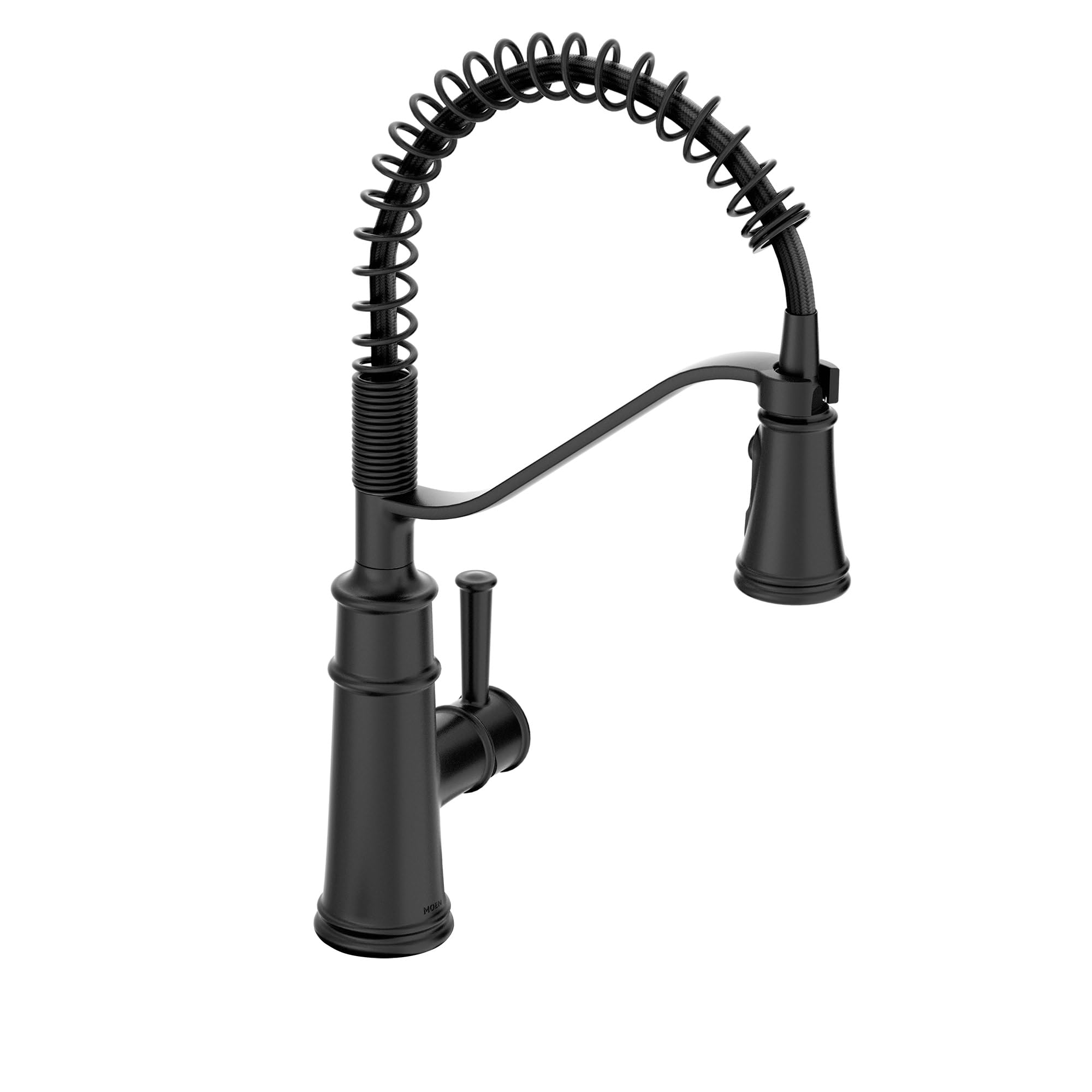 Moen Belfield Kitchen Faucet Modern Spring Kitchen Faucet with Power Boost Pre Rinse One Handle Easy Installation in Matte Black - 5927BL