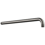 Black stainless steel shower arm with 90-degree bend and threaded connections on both ends.