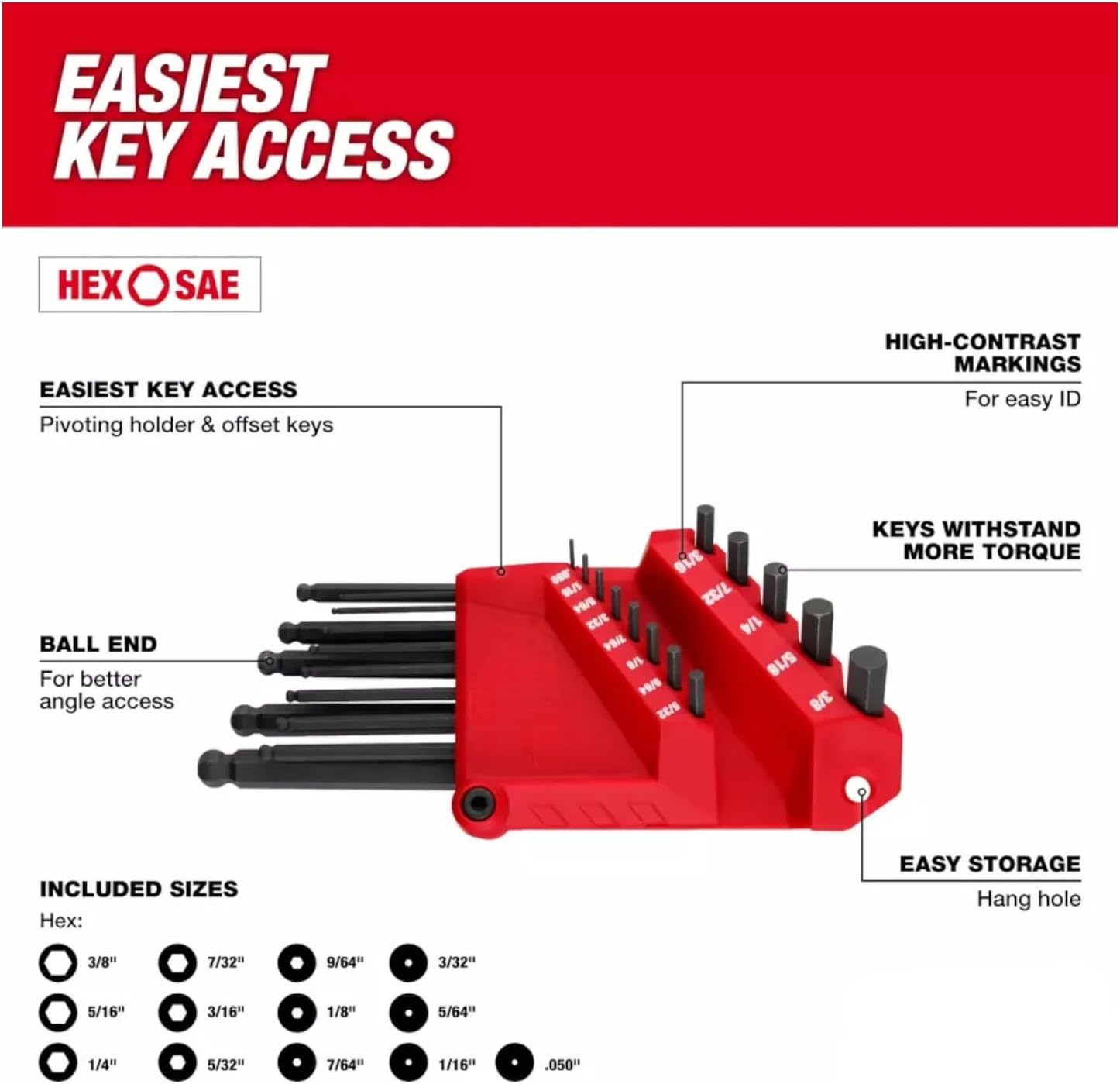 Milwaukee 13-Key Ball End L-Key Set - 48-22-2185