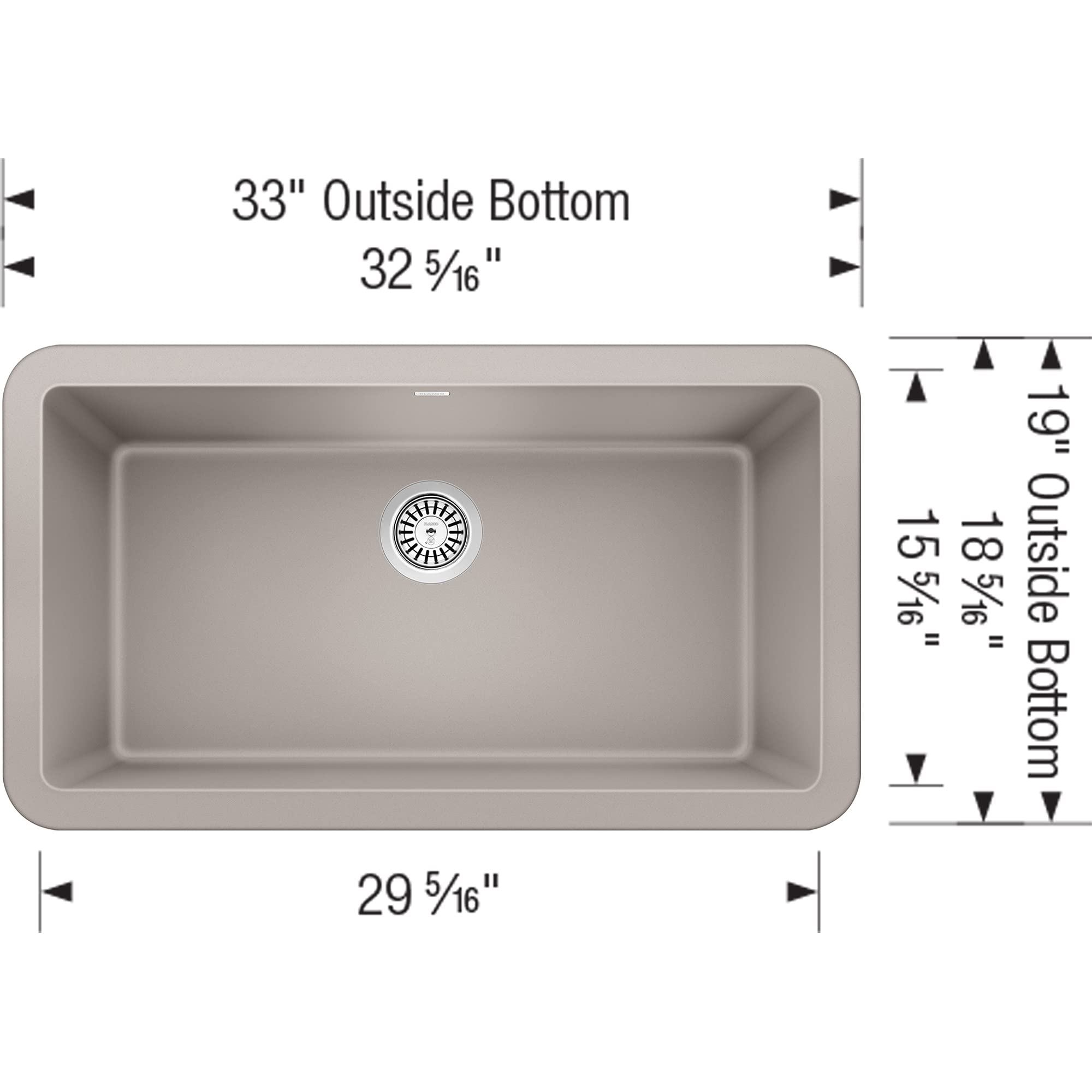 Blanco 33" Apron Front Single Bowl Farmhouse Sink in Concrete Gray - 402320