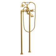 Moen Weymouth Two Handle Freestanding Tub Filler with Cross Handles and Handshower in Brushed Gold - S22105BG