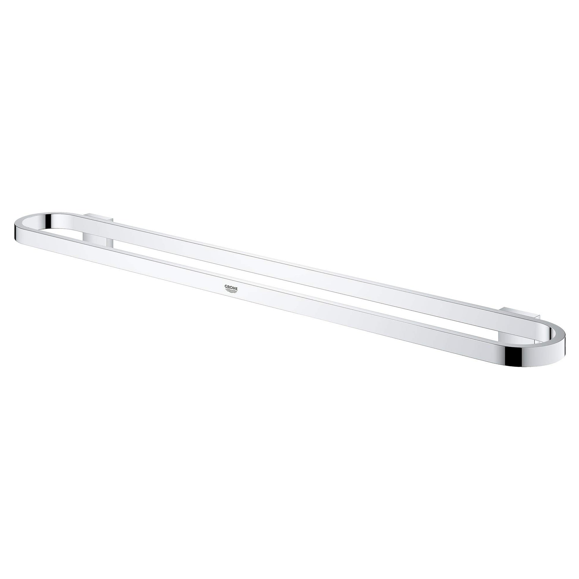 Grohe Selection chrome towel bar with polished metal finish and rounded end caps, 24 inches long.