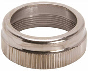Chrome-finished cylindrical bonnet with threaded interior and textured grip band around lower edge.