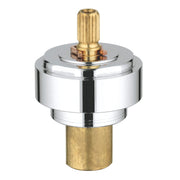 Chrome and brass spindle extension with vertical fluted knob top and cylindrical brass base component.