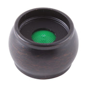 Venetian bronze faucet aerator with green perforated insert visible inside cylindrical housing.