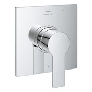 Grohe Allure chrome pressure balance valve trim with round handle and square mounting plate.