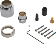 Delta RP90543SS stainless steel extension kit components including cylindrical adapter, threaded connector, black plugs, bras