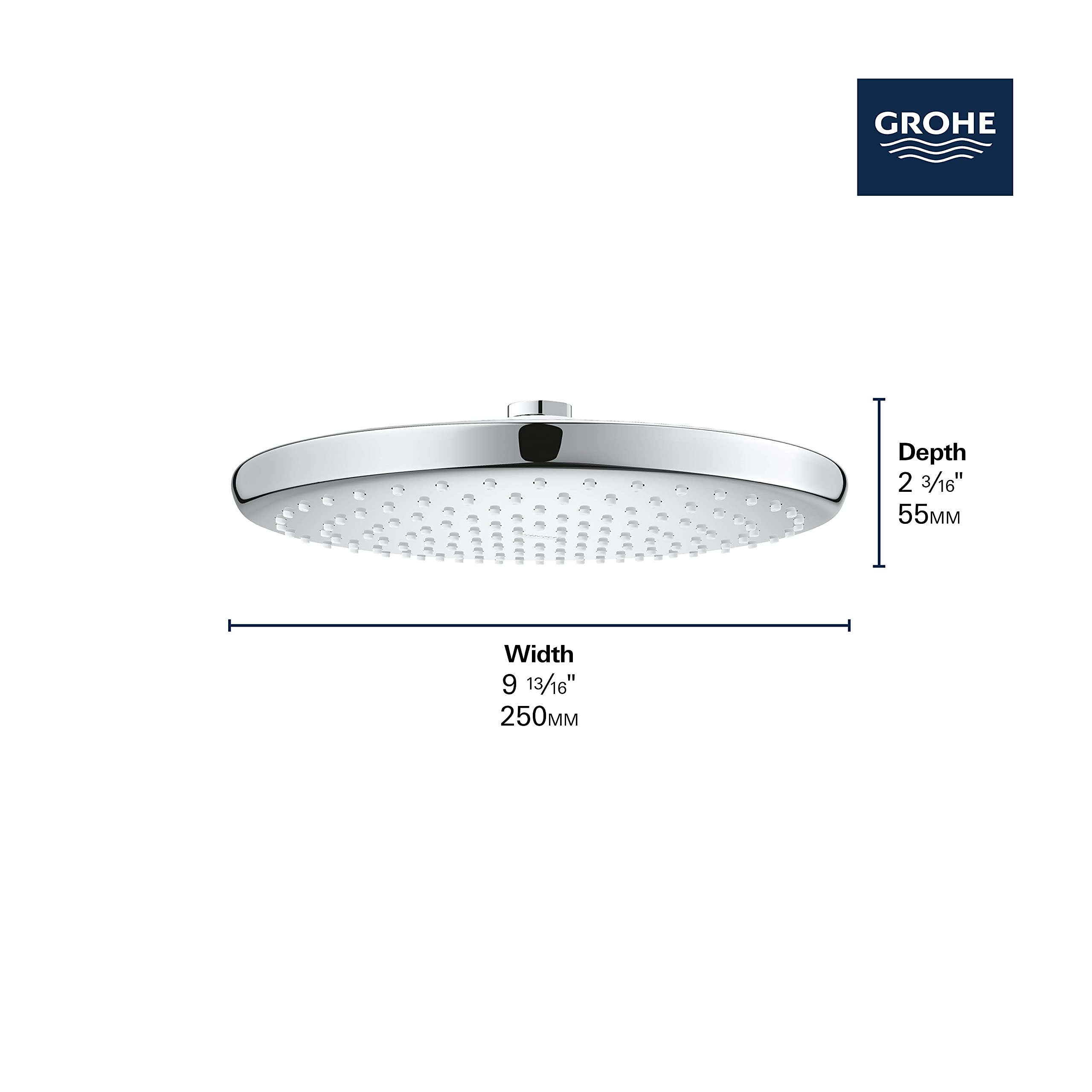 Grohe Tempesta 26715000 250 Rain Shower Head, 9 7/8" - 1 Spray, 1.75 gpm in Grohe Chrome