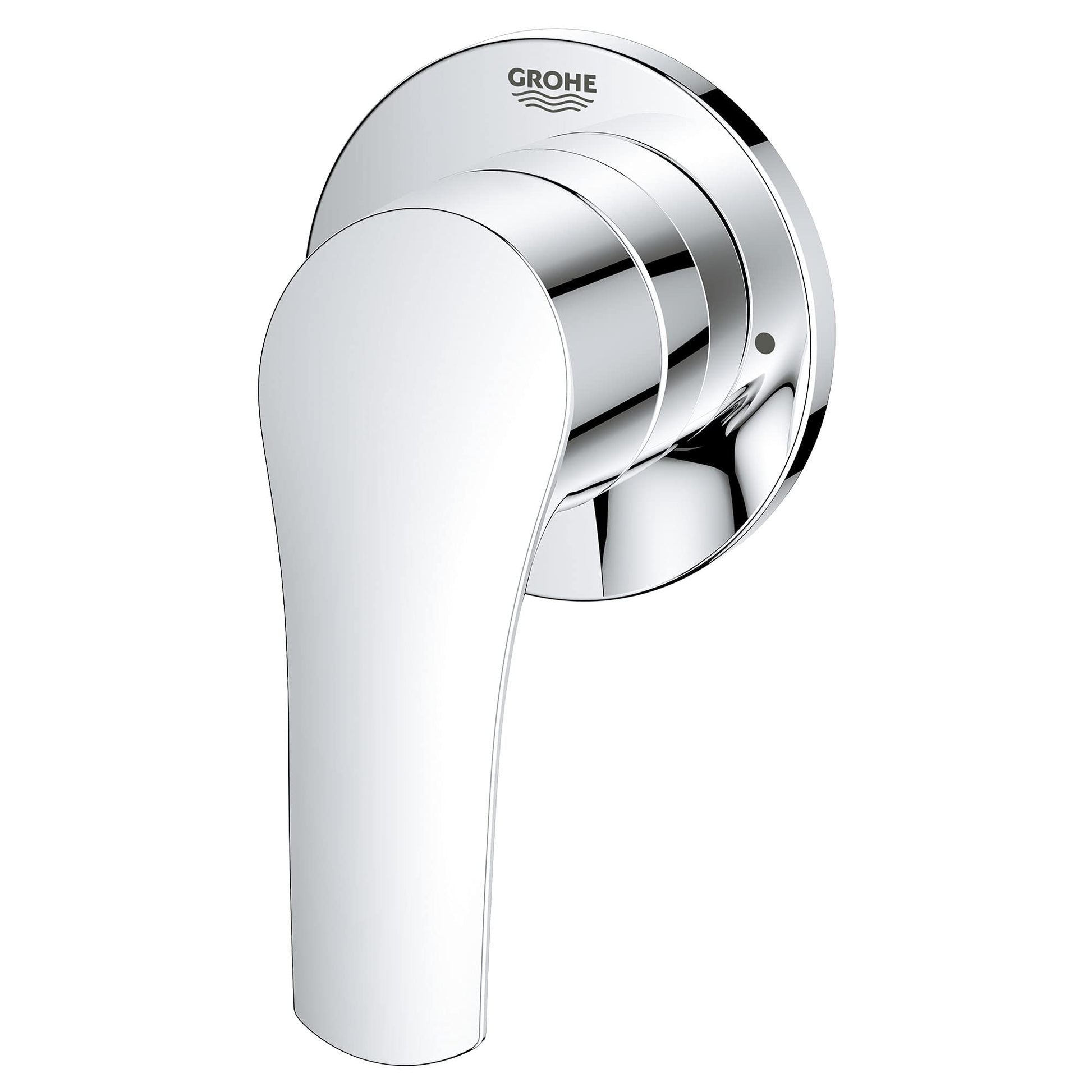 Grohe Eurosmart chrome 2-way diverter trim with curved lever handle and circular trim plate.