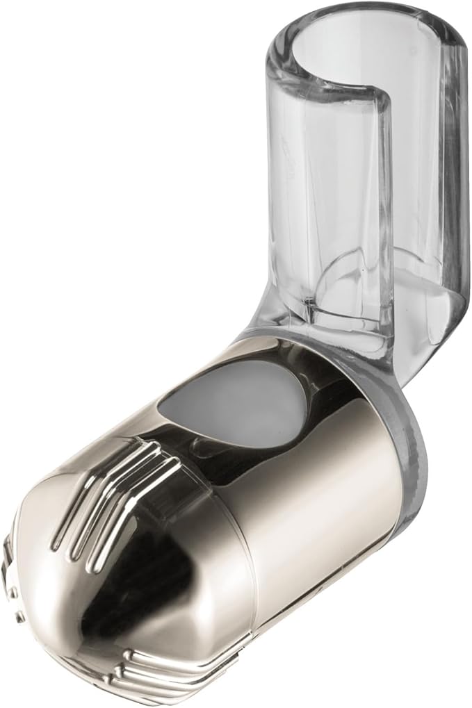 Polished nickel wall-mounted shower slider with adjustable holder and clear acrylic bracket.