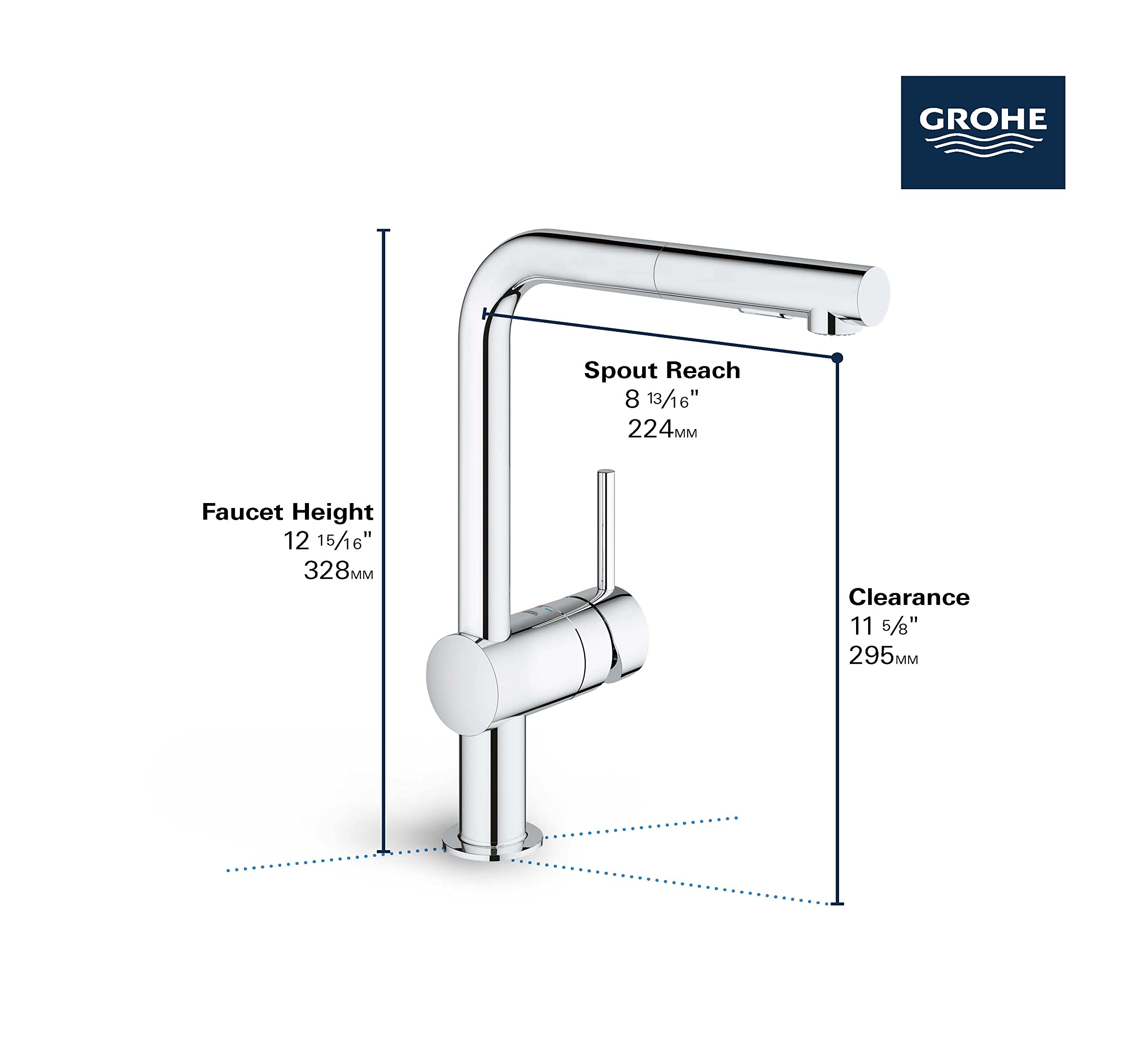 Grohe Minta 30300GN0 Single-Handle Pull-Out Kitchen Faucet Dual Spray 1.75 Gpm In Grohe Brushed Cool Sunrise