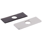 Chrome and black rectangular escutcheon plates with single circular cutouts and mounting holes.