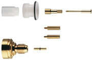 Grohe chrome plated brass and plastic extension kit components including connectors, rods, and valve seat.