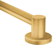 Brushed gold stainless steel grab bar with cylindrical end mount and horizontal rail design.