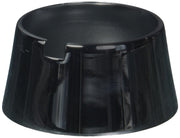 Black chrome beverage faucet escutcheon with air gap opening and mounting tabs.