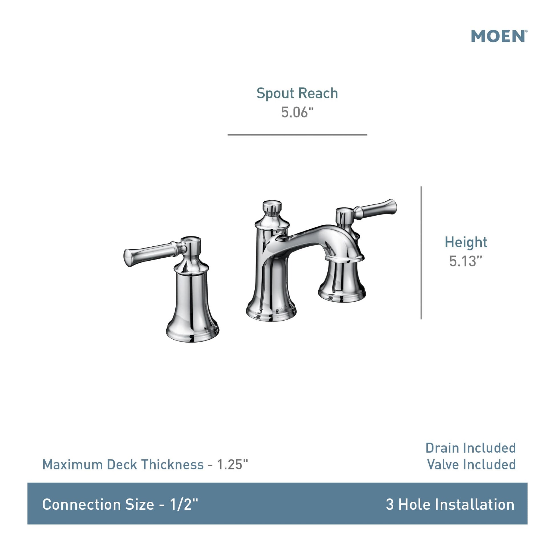 Moen Dartmoor matte black two-handle high arc bathroom faucet with lever handles and arched spout.