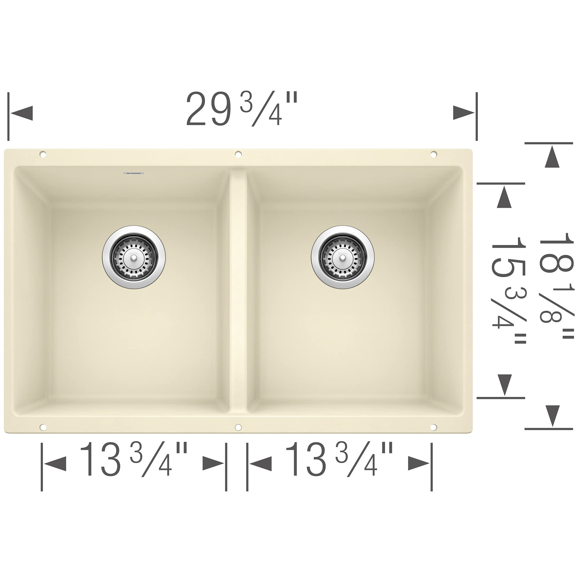 Blanco 50/50 Equal Double Bowl Kitchen Sink in Biscuit - 516321