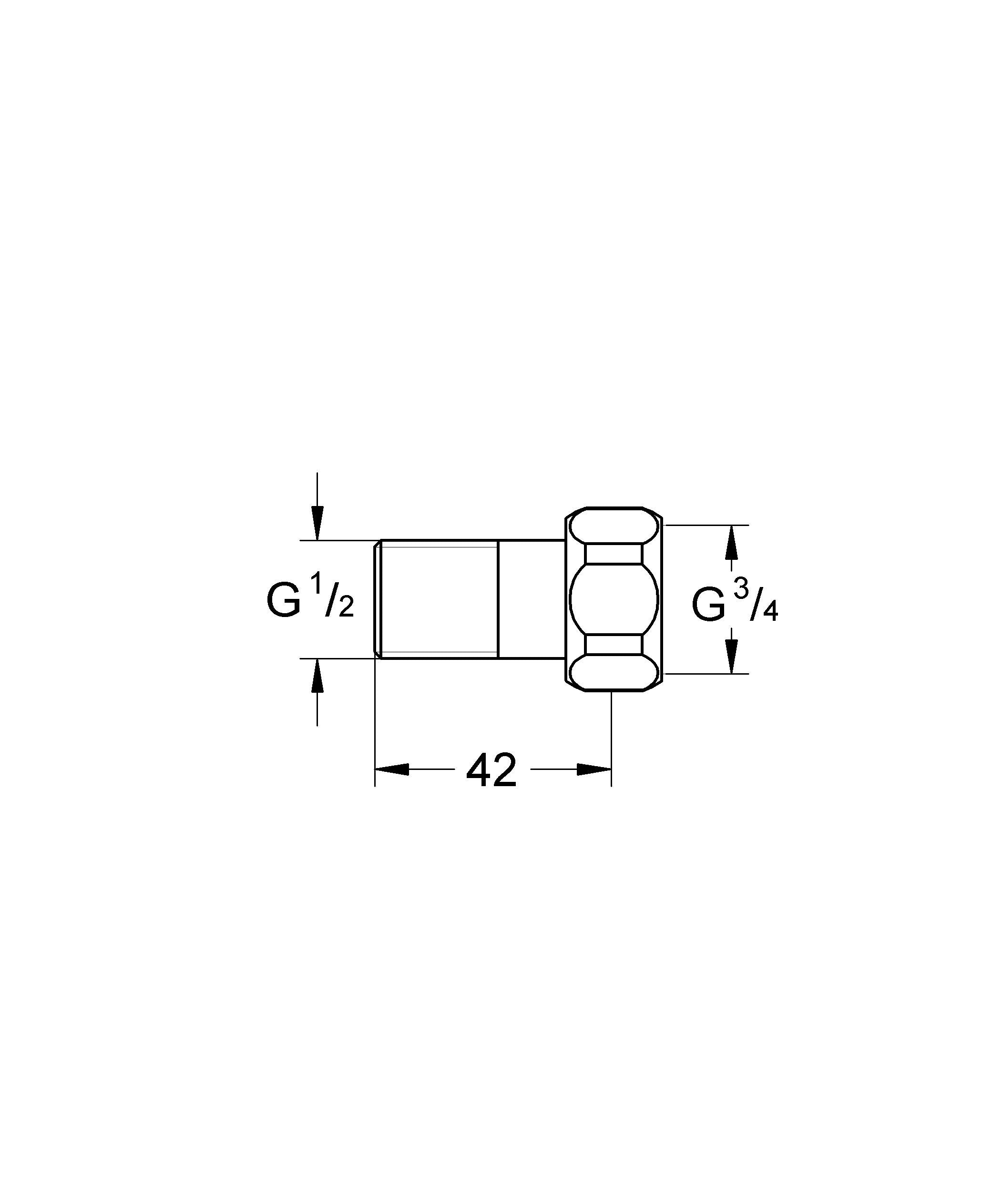 Grohe Repair Parts 12422000 Straight Union in Grohe Chrome