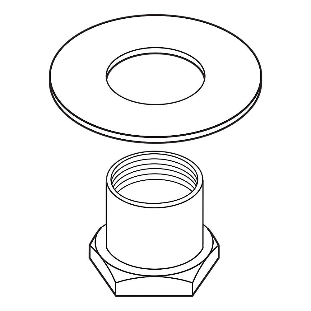 Two-piece plumbing extension kit with flat washer and threaded connector component.