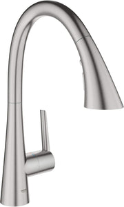 Grohe 32298DC3 Zedra Single-Handle Pull Down Kitchen Faucet Triple Spray 1.75 GPM In Supersteel Finish