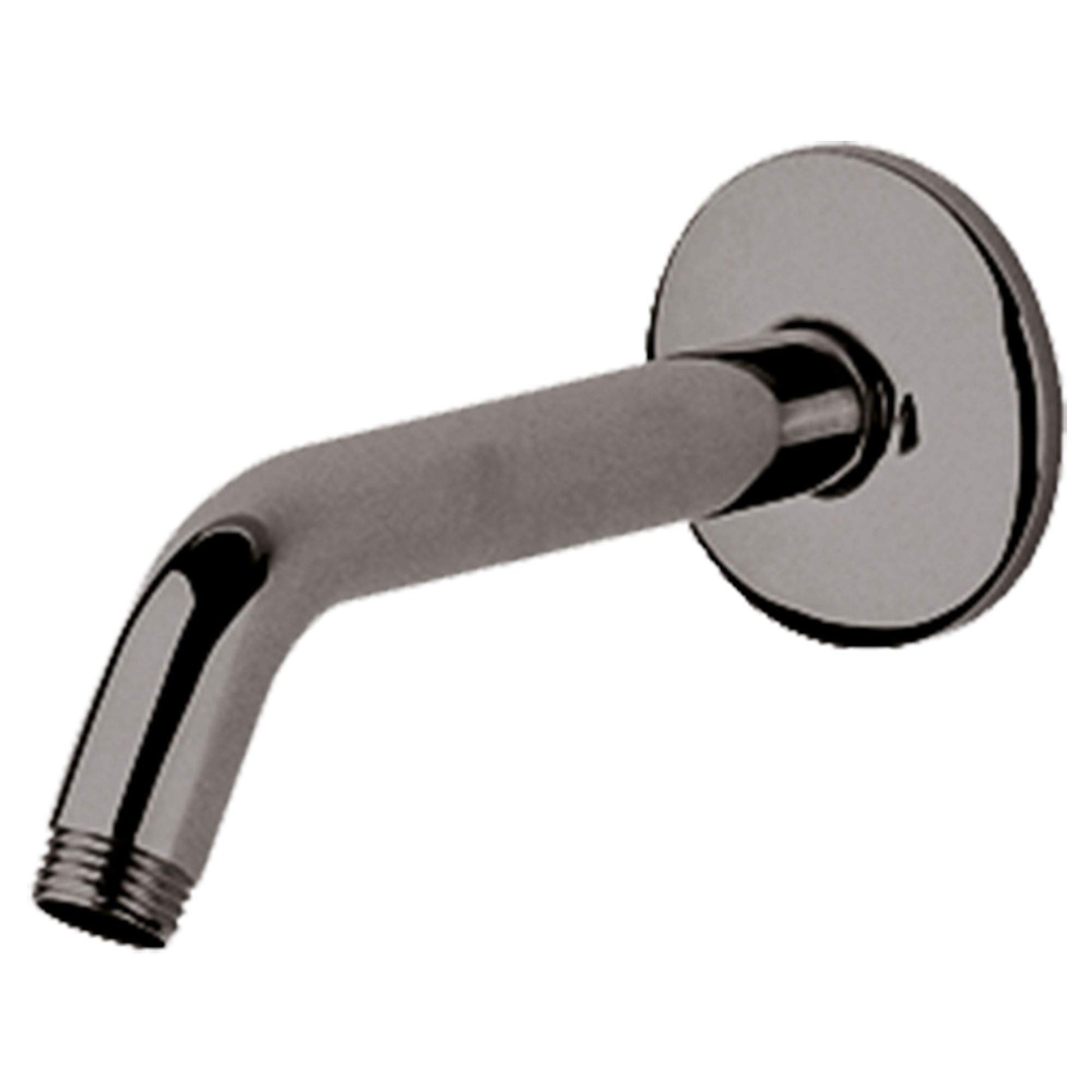 Hard graphite shower arm with circular wall flange and threaded outlet connection.