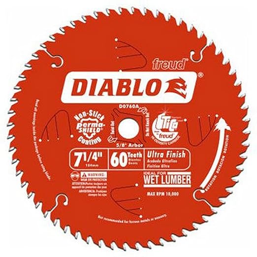 Diablo 7.5 inch, 60-Teeth Ultra Finish Saw Blade - D0760X