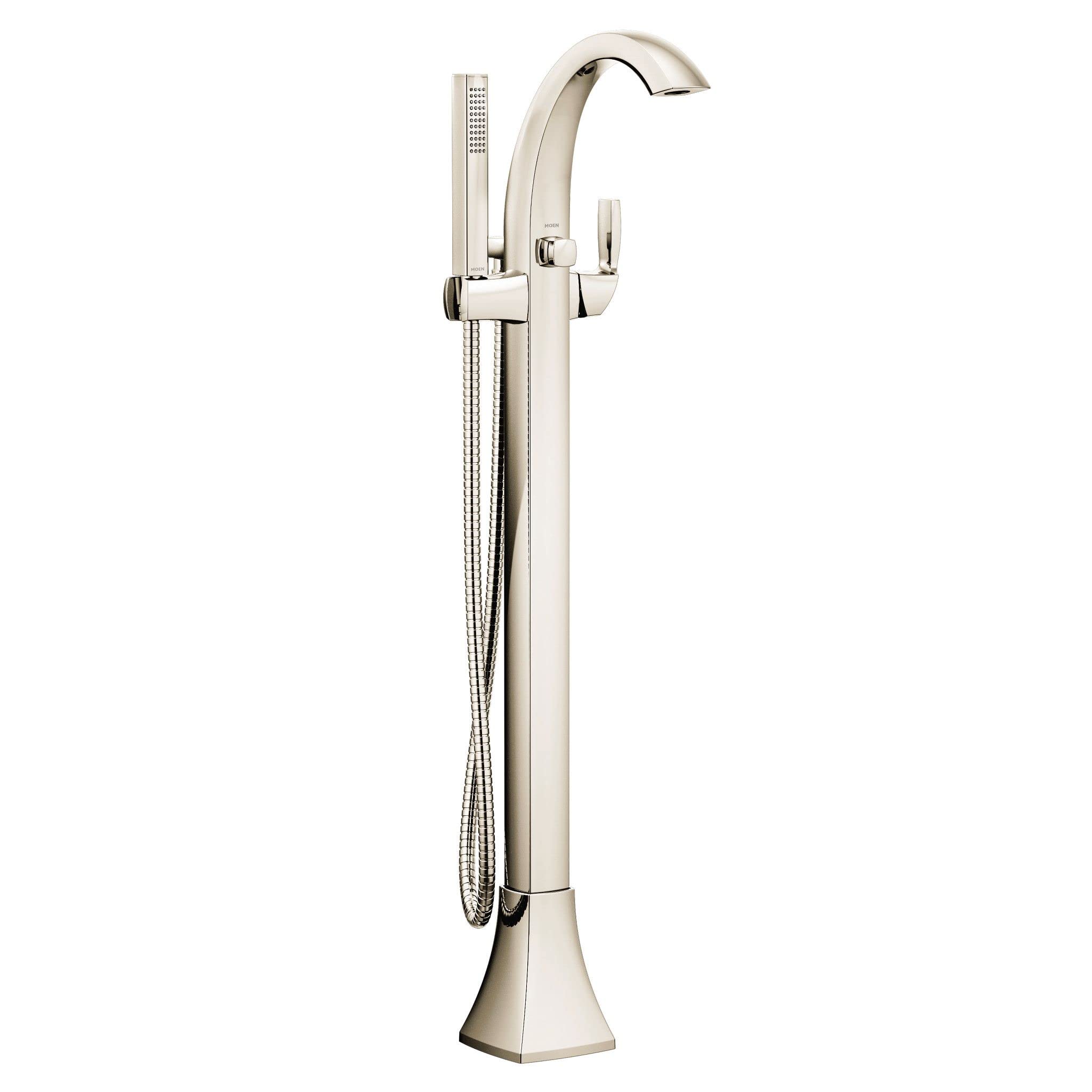 Moen Voss One Handle Freestanding Floor Mount Tub Filler with Handshower Polished in Polished Nickel - 695NL