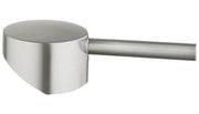 Stainless steel lever handle with curved cylindrical grip and extended straight arm in brushed finish.