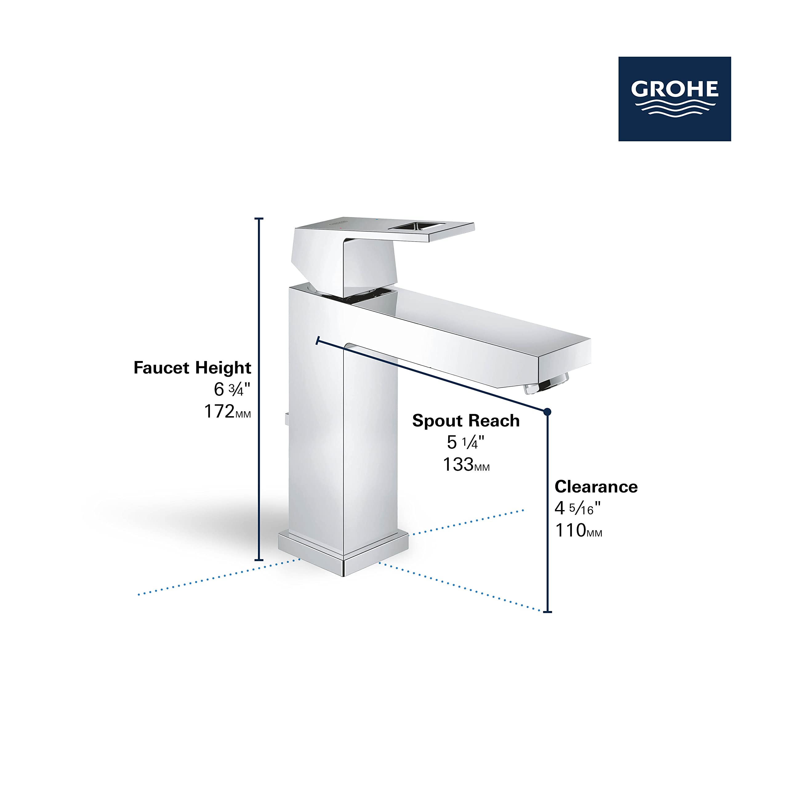 Grohe Eurocube 23670A00 Single Hole Single-Handle M-Size Bathroom
