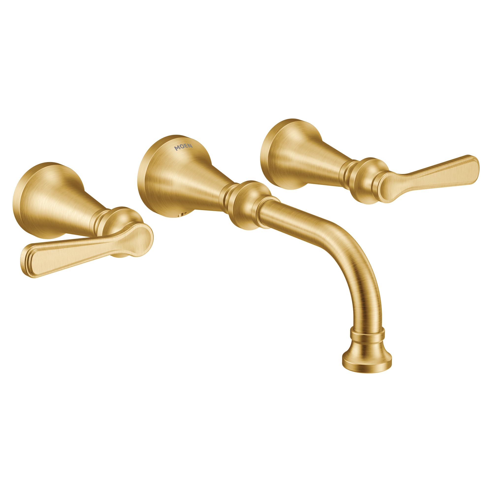 Moen Colinet Traditional Lever Handle Wall Mount 8" Widespread Bathroom Faucet Trim in Brushed Gold - TS44104BG