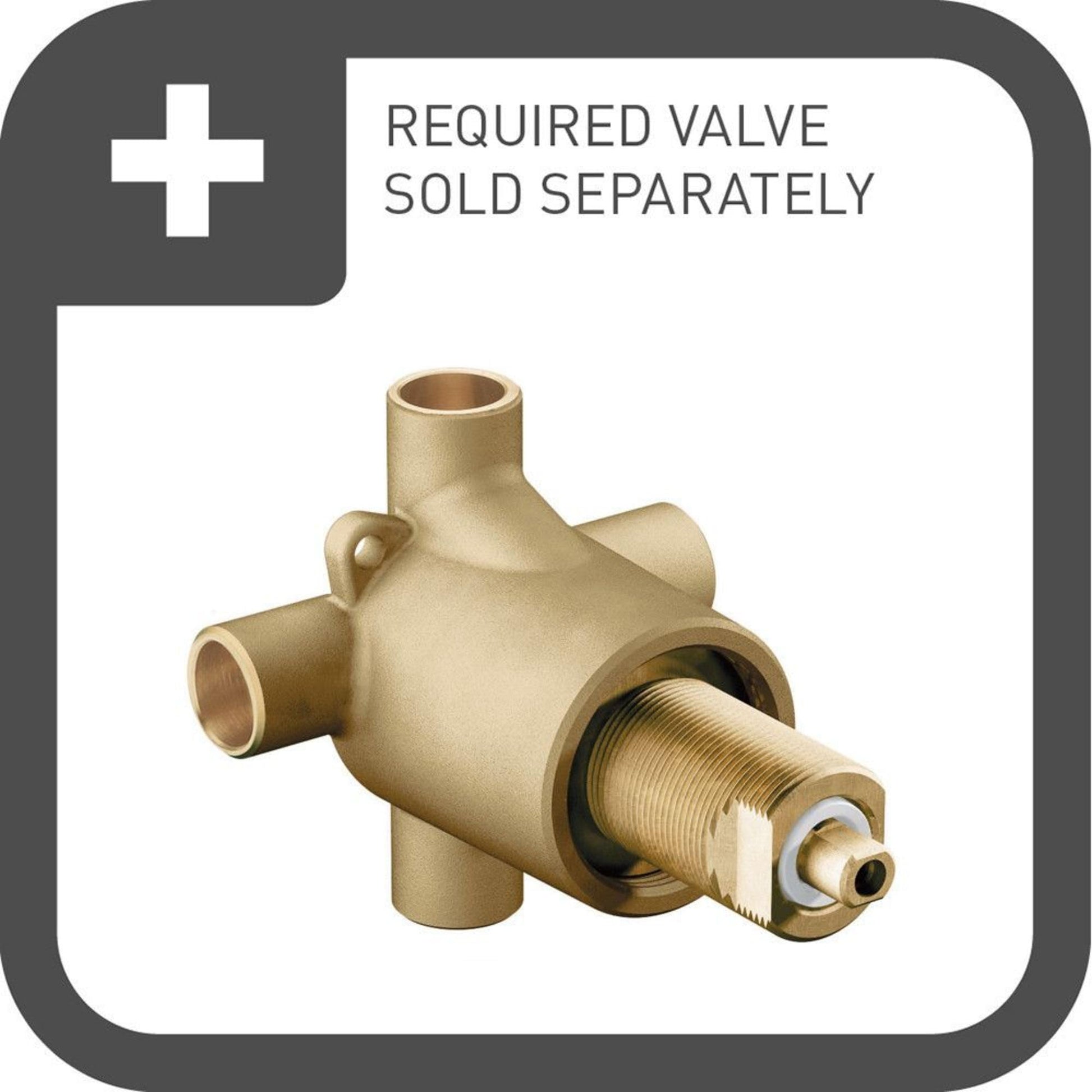 Brass 3-function transfer valve with multiple connection ports and threaded outlet connection.