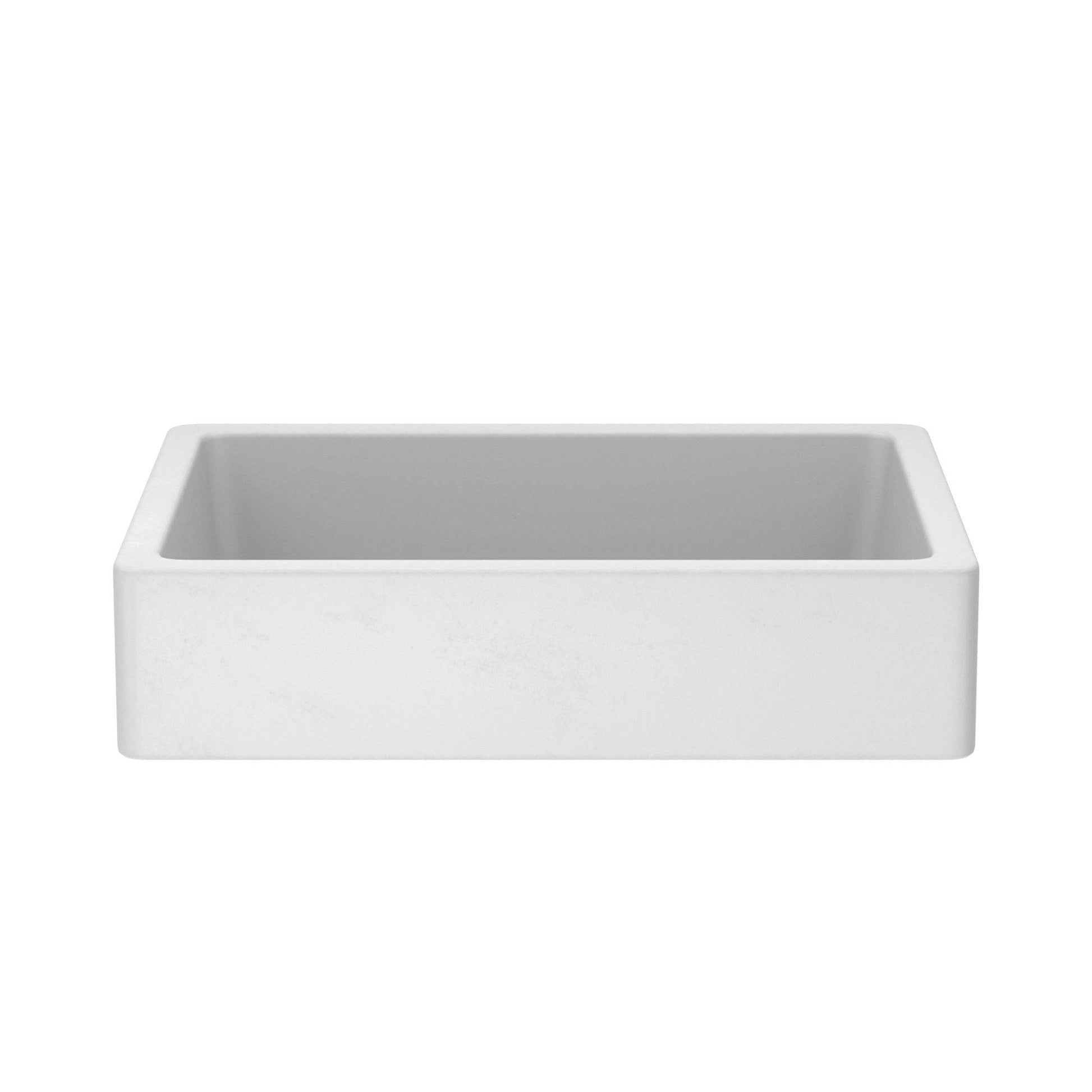 Pearl white rectangular bathroom sink with clean edges and sloped interior walls.