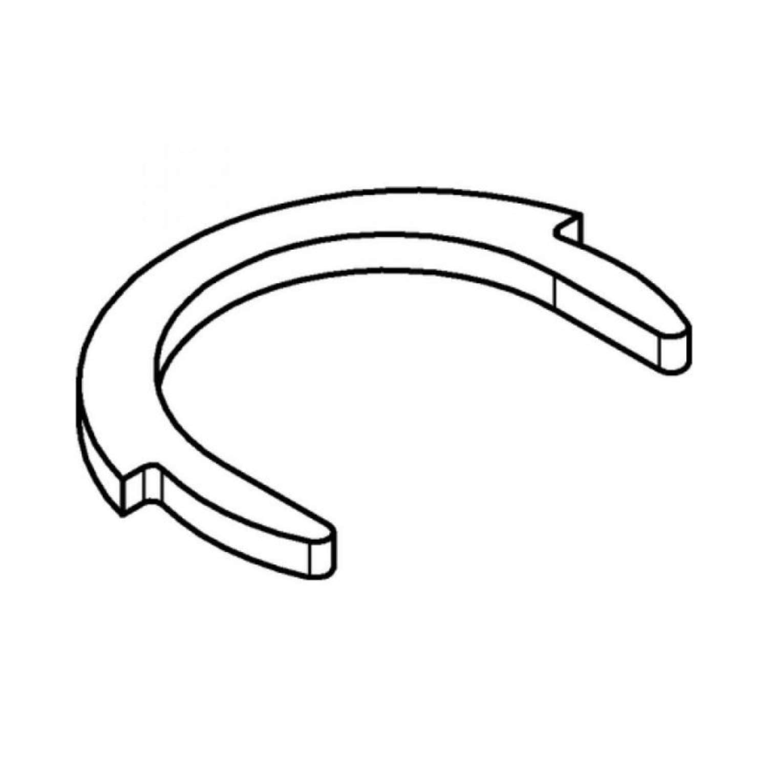 Chrome safety ring with curved C-shape design and notched ends for securing connections.