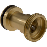 Brass slip-on tub spout adapter with threaded connection and black rubber seal ring.