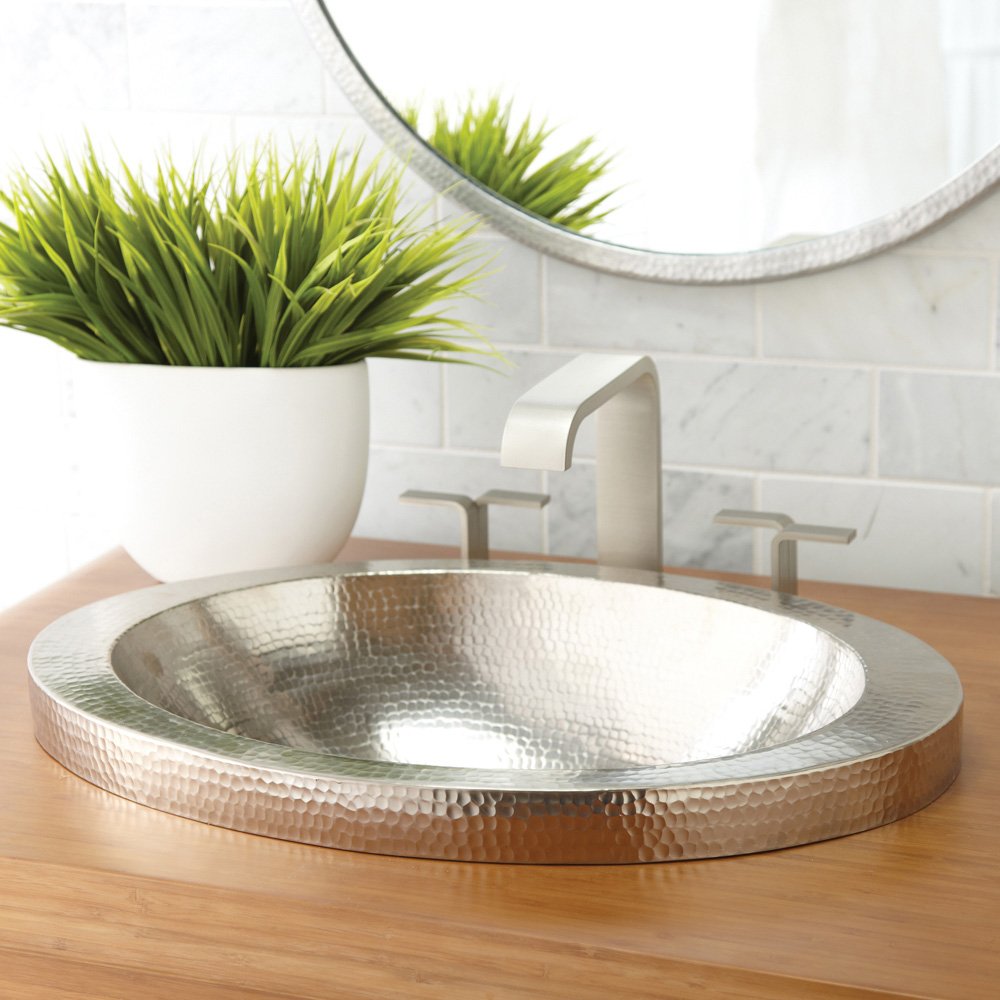 Native Trails CPS543 HIBISCUS: Hammered Copper Self-Rimming Bathroom Sink