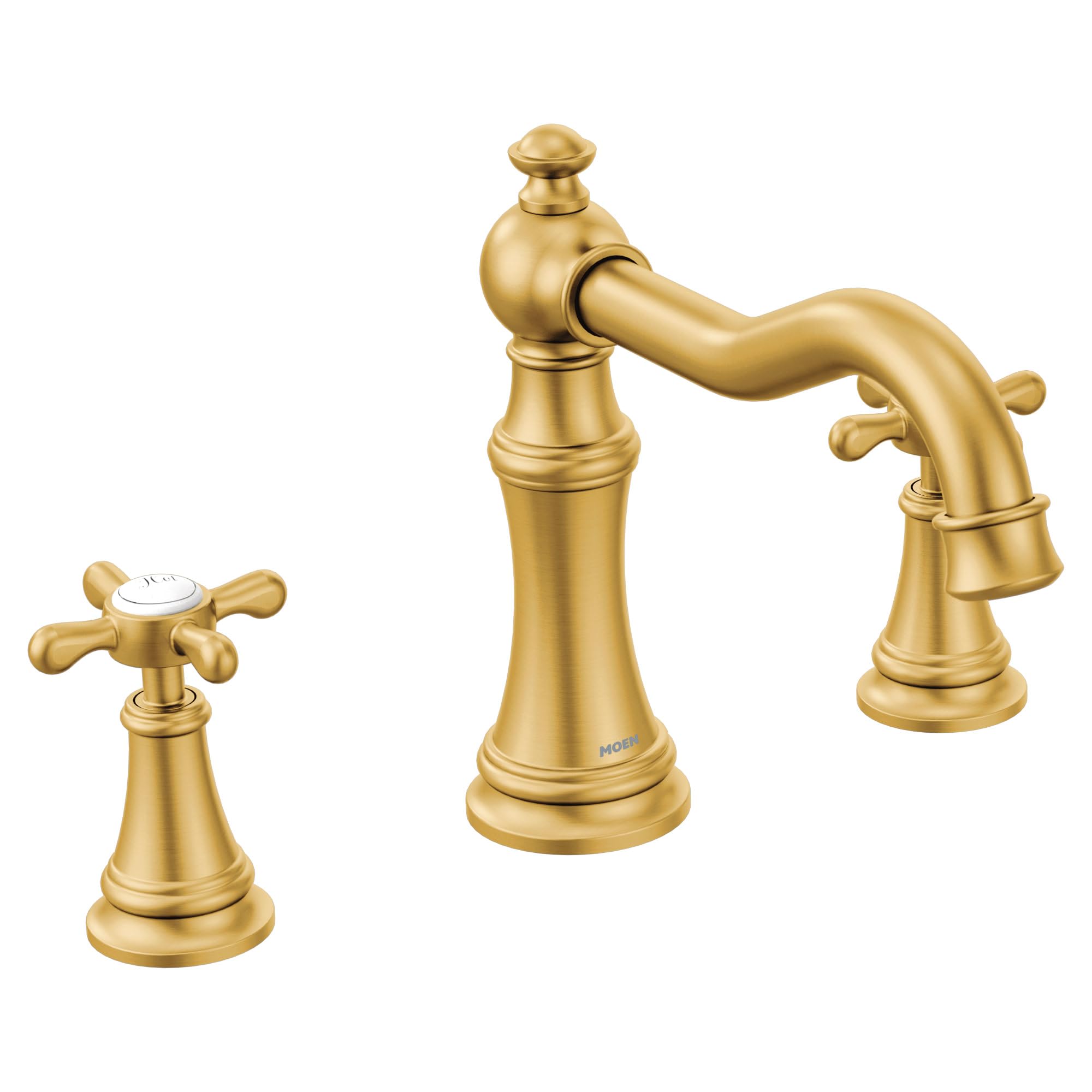 Moen Weymouth Two Handle Roman Tub Faucet with Cross Handles Trim Kit in Brushed Gold - TS22101BG