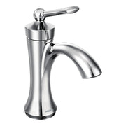 Chrome single-handle bathroom faucet with high arc spout and lever handle.