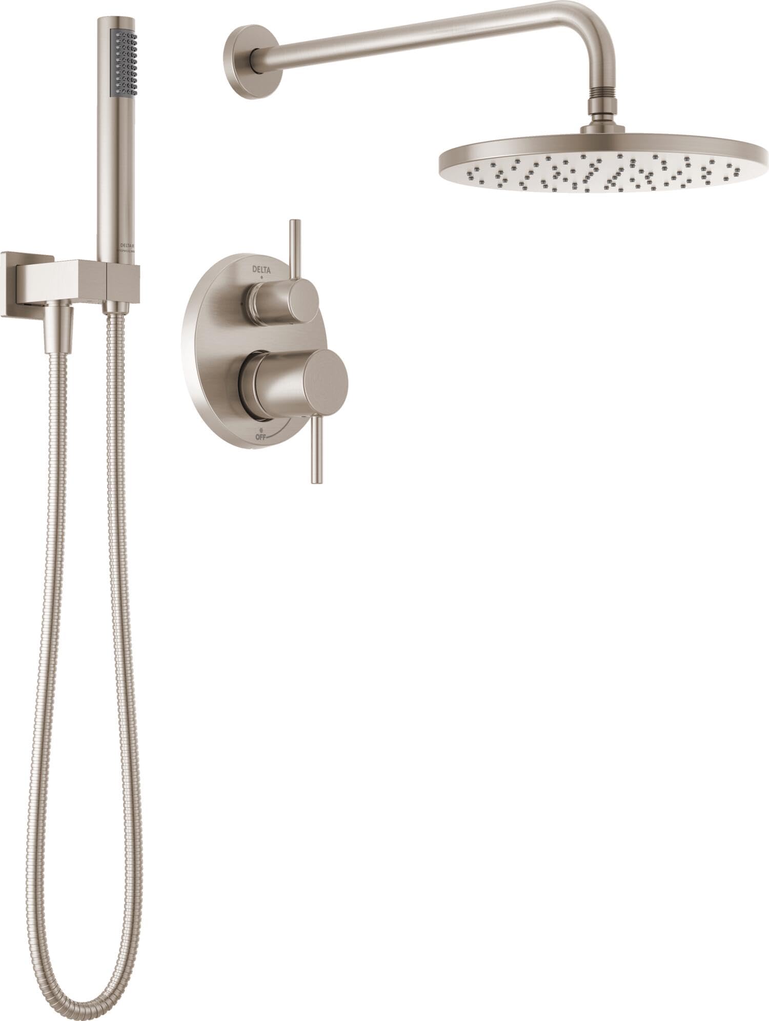 Delta Modern Monitor Series Shower With Raincan, Hand Shower & Rough Valve in Spotshield Brushed Nickel - 342702-SP