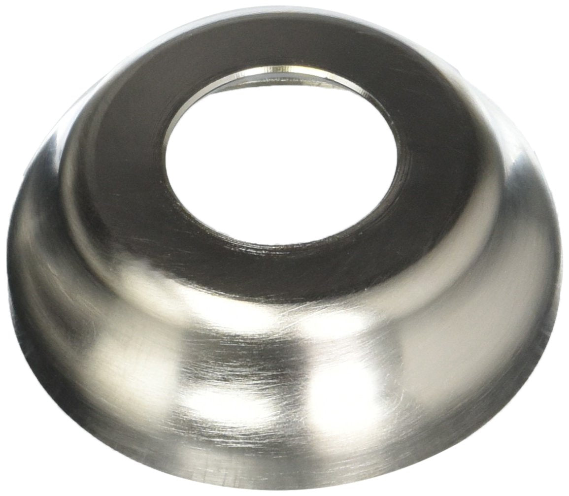 Stainless steel trim ring with brushed finish and centered oval opening for shower installation.