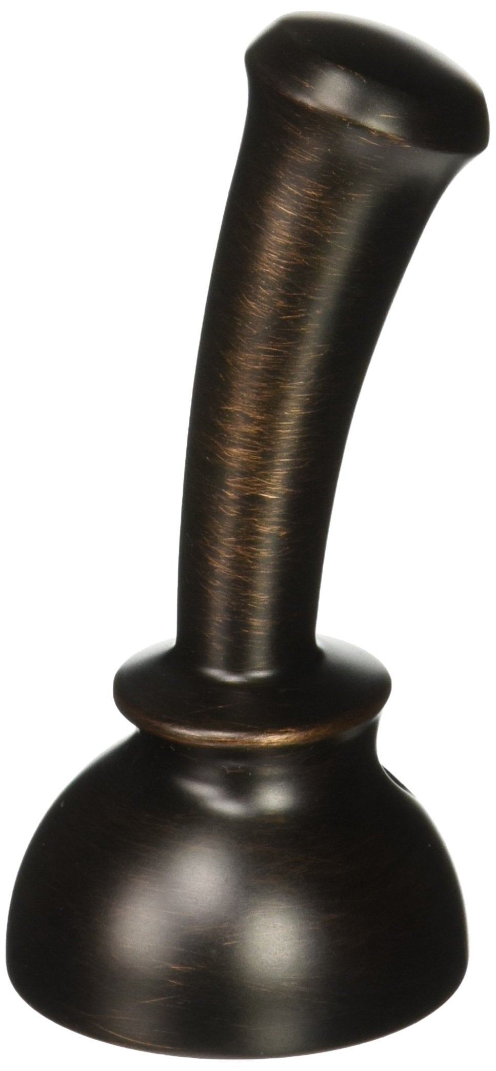 Curved metal lever handle in Venetian bronze finish with brushed texture and rounded base.