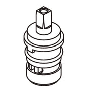 Moen ceramic disc cartridge with cylindrical body, stacked disc components, and square mounting head.