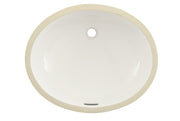 Oval undermount bathroom sink in cotton white with single faucet hole.