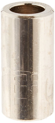 Chrome-finished cylindrical spacer with threaded interior and slot pattern on lower half.