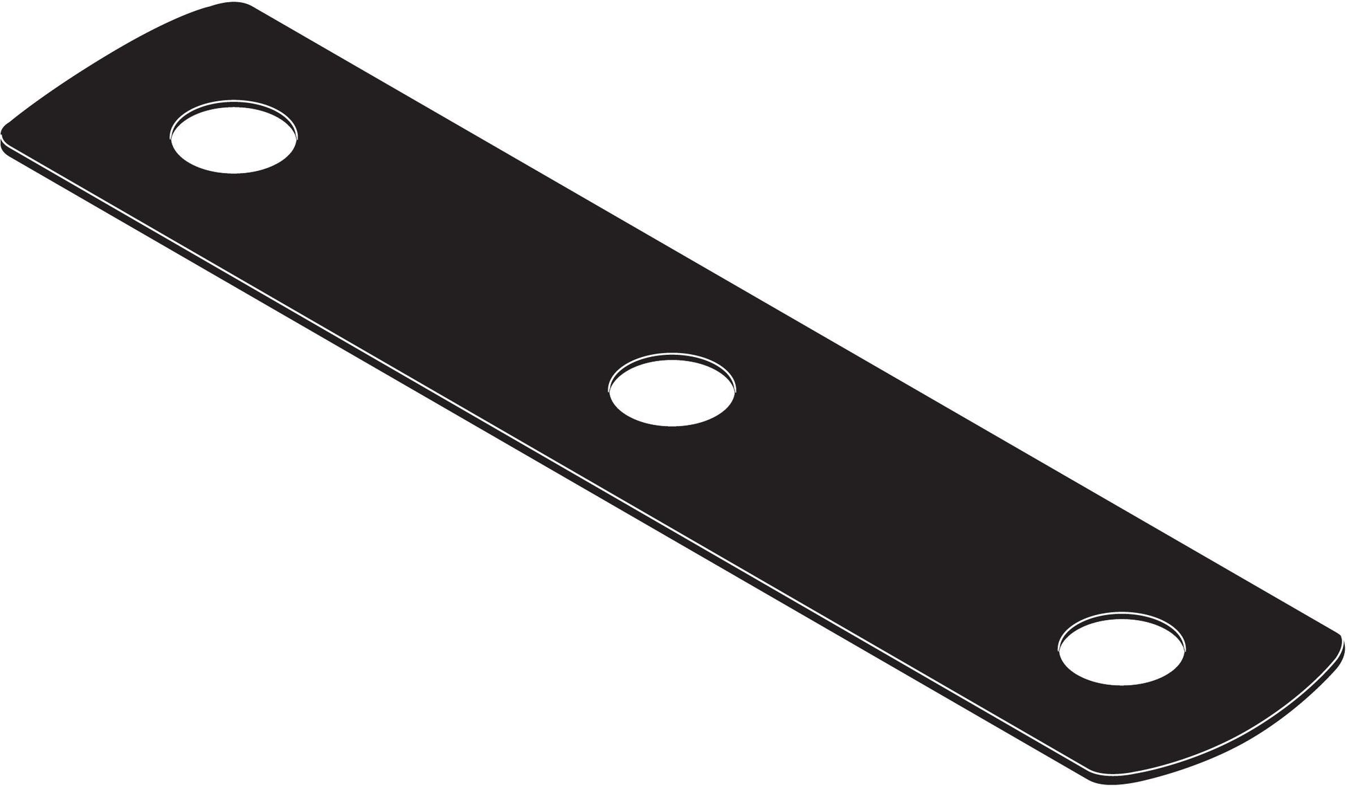 Black rectangular gasket with three evenly spaced circular holes for mounting.