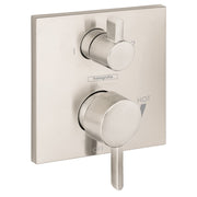 Hansgrohe 15862821 Ecostat Pressure Balance Trim Square with Diverter in Brushed Nickel