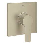 Grohe Allure brushed nickel pressure balance valve trim with lever handle and square escutcheon plate.