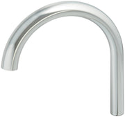 Chrome kitchen faucet spout with curved gooseneck design and rounded edges.