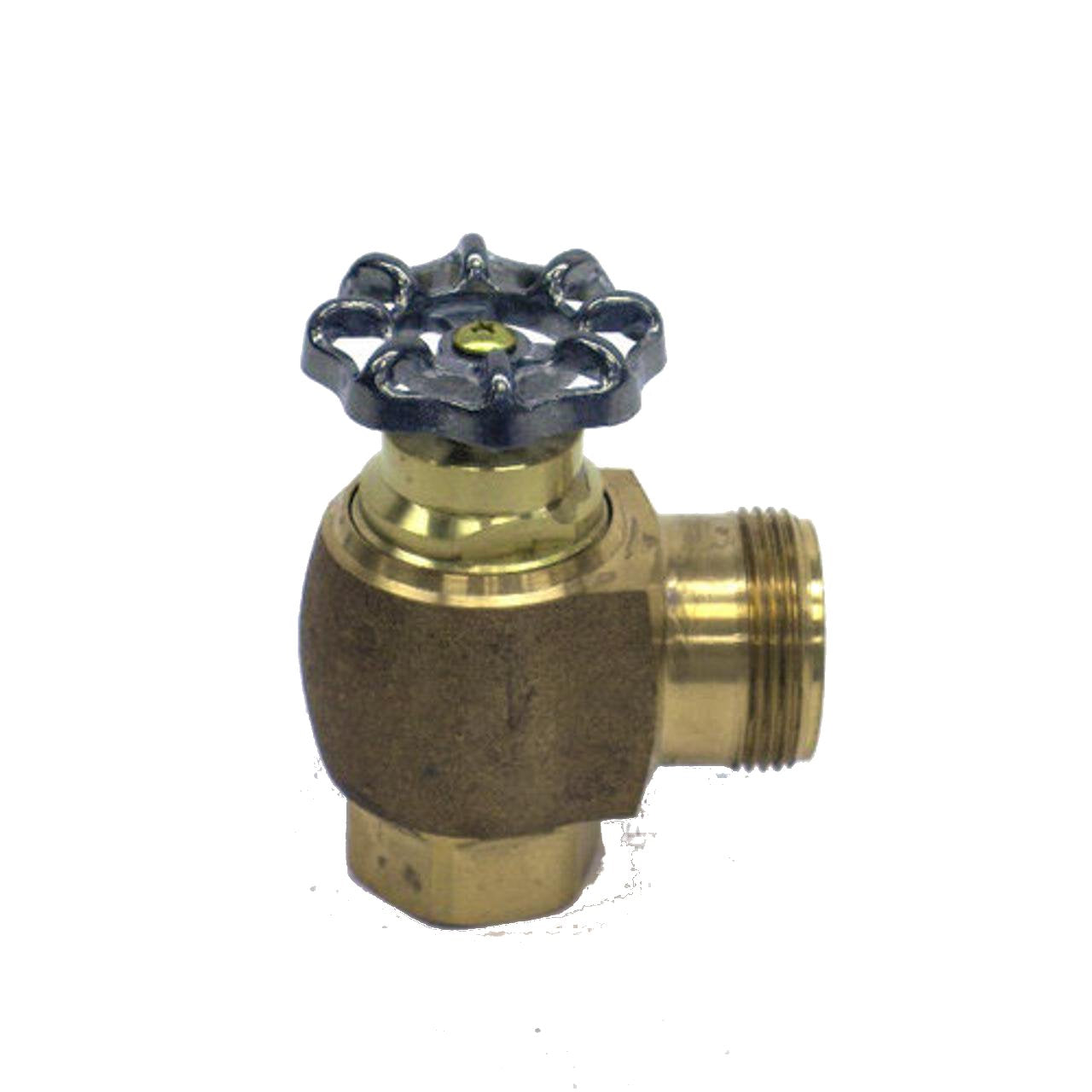 TOTO 1 inch angle stop valve with rough brass finish and multi-lobed handle.